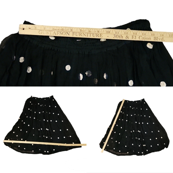 Lost and Found X Paul Ropp 100% Rayon Black and Gold Gypsy Boho style Skirt Mult - Picture 12 of 14